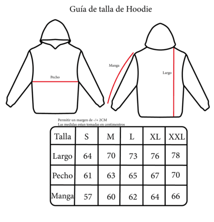 guia de tallas de hoodies